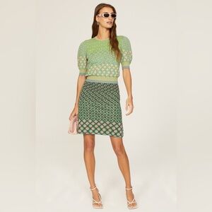 Diane Von Furstenberg Green and Pink Skirt